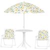 Qaba Kids Picnic Table and Chair Set, Outdoor Activity Table with Foldable Chairs, Removable Umbrella for Backyard, White