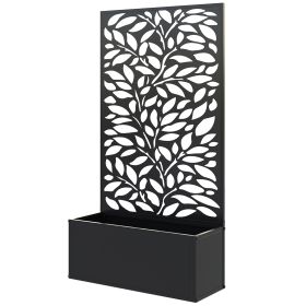 Outsunny Metal Garden Bed with Trellis for Climbing Plants, Freestanding or Wall Mounted Flower Bed for Garden, Patio, Balcony