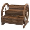 Outsunny Wooden Wagon Planter Box 3-Tier Raised Garden Bed for Vegetables Flowers Herbs