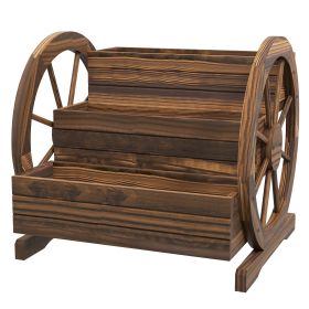 Outsunny Wooden Wagon Planter Box 3-Tier Raised Garden Bed for Vegetables Flowers Herbs