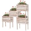 Outsunny 4pcs Outdoor Wooden Raised Planter Box Kit, Elevated Garden Beds for Plants Flowers Vegetables Fruits, DIY Raised Garden Bed, Natural
