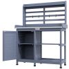 Outsunny Wooden Potting Bench for Outdoor Use, Gray with Aluminum Table Top, Storage for Garden Tools & Plants