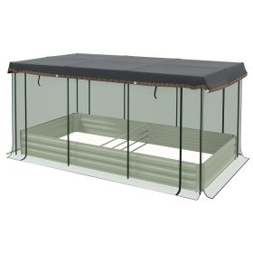 Outsunny Raised Garden Bed with Protective Cage and Shade Beige for Flowers and Vegetables