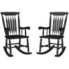 Outsunny Rustic Porch Rocking Chairs Set High-Back Wooden Outdoor Seating for Garden Leisure Durable Construction