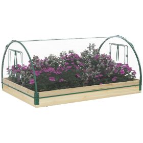 Outsunny 4' x 3' x 2' Raised Garden Bed with Greenhouse, Wooden Planter Box with PVC Plant Cover, Roll Up Windows, Use for Vegetables, Flowers
