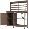 Outsunny Wooden Potting Bench with Storage, Sink, Water Tap for Backyard, Patio, Balcony, Dark Brown
