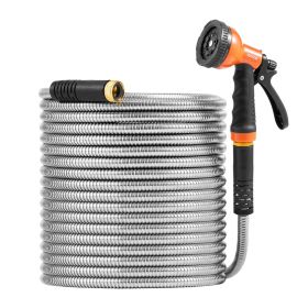 150ft Metal Garden Hose Stainless Steel Water Hose Lightweight No Kink