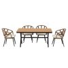 U_Style Contemporary Outdoor Set with PE Rattan Chairs and Plastic Wood Table,Suitable for Gardens and Lawns