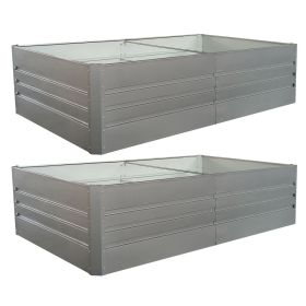 8x4x2 ft (2 pack) Metal Garden Bed,Outdoor Planter Box Metal Patio Kit Planting Bed for Vegetables Flowers Herb,Grey