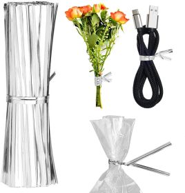1000 Pack of Glossy Silver Twist Ties 4" Bag Ties Metalic Foil Twist Ties for Cellophane Party Bags; Foil Coated Ties; Bendable Multi-Function Strong
