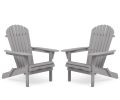Wooden Folding Adirondack Chair Set of 2, Solid Cedar Wood Lounge Patio Chairs for Garden, Lawn, Backyard
