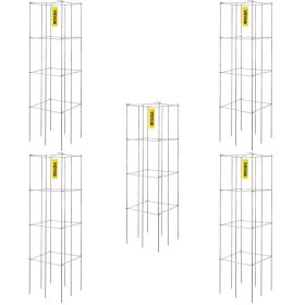 VEVOR Tomato Cages, 11.8" x 11.8" x 46.1", 5 Packs Square Plant Support Cages, Silver PVC-Coated Steel Tomato Towers for Climbing Vegetables, Plants