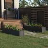 Garden Raised Beds 2 pcs Gray 59.1"x12.2"x12.2" Solid Wood Pine