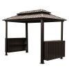 6x10FT Hardtop Grill Gazebo, Outdoor BBQ Gazebo with Double Galvanized Steel Roof, Patio Grill Canopy with 2 Cabinets and Ceiling Hooks for Backyard