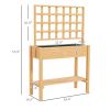 Outsunny Wooden Raised Garden Bed with Trellis, Outdoor Planter Box with Storage Shelf for Vegetables, Flowers, Herbs