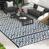 Outsunny Reversible Outdoor Rug, 9 x 18, Black & White Chain Pattern, for RV & Camping with Bag