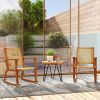 Outsunny Outdoor Lawn Rocking Chair Set of 2, Acacia Wood Patio Rocking Chairs with Wicker Back and Seat for Garden, Khaki