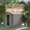 Outsunny 9x6 Metal Storage Shed, Tool Kit House with Foundation, 2 Sliding Door and 4 Vents, for Outdoor Backyard, Garden - Grey