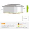 Outsunny 12.6' x 11' Metal Storage Shed, Garden Tool House with Double Sliding Doors, 4 Air Vents for Backyard, Patio & Lawn, Dark Gray
