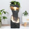 33.4-inch High Modern Outdoor Fountains and Waterfalls with LED Lights