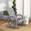Outsunny Slatted Wood Rocker: Oversized Back, Perfect for Outdoor Leisure, Slate Gray|