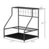 Outsunny 3-Tier Yard Tool Storage Rack, Garden Tool Organizer with Hooks for Long-Handled, Broom, Shovel, Orange
