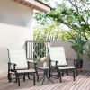 Outsunny 3-Piece Gliding Chair & Tea Table Set, Outdoor 2 Rocker Seats with Steel Frame, Tempered Glass Tabletop, Garden Patio Furniture, Cream White