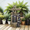Outsunny 22.8" Water Fountain, 3-Tier Resin Bears on Log Outdoor Waterfall Fountain with LED Lights, Pump