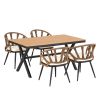U_Style Contemporary Outdoor Set with PE Rattan Chairs and Plastic Wood Table,Suitable for Gardens and Lawns