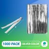 1000 Pack of Glossy Silver Twist Ties 4" Bag Ties Metalic Foil Twist Ties for Cellophane Party Bags; Foil Coated Ties; Bendable Multi-Function Strong
