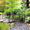 Outsunny 3.3FT Metal Zen Garden Bridge, Decorative Arch, Safety Siderails, Floral Scrollwork, Brown