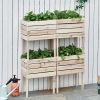 Outsunny 4pcs Outdoor Wooden Raised Planter Box Kit, Elevated Garden Beds for Plants Flowers Vegetables Fruits, DIY Raised Garden Bed, Natural