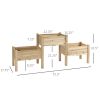 Outsunny 3pc Wooden Garden Box Set, Elevated Plant Stand with Two-Tiered Design, Drainage Holes, Natural
