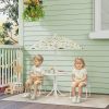 Qaba Kids Picnic Table and Chair Set, Outdoor Activity Table with Foldable Chairs, Removable Umbrella for Backyard, White