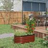 Outsunny Galvanized Raised Garden Bed, Brown, 3.4x2ft, with Safety Edging, Metal Planter Kit for Vegetables
