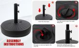 50LBs Round Umbrella Base Water Filled Steel Umbrella Stand, Heavy Duty Filled Umbrella Base Stand for Outdoor, Patio, Garden, Lawn