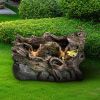 Outdoor Garden Water Fountain - Modern Tree Trunk Waterfalls Fountains with LED Lights & Pump for Patio Yard Porch Pool Decor