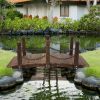 Outsunny Fir Garden Path: 5ft Wooden Bridge with Metal Railings for Ponds & Streams