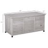 Outsunny 75 Gallon Deck Storage Box Wooden Outdoor Furniture Aerating Gap Weather-Resistant Gray