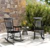 Outsunny Rustic Porch Rocking Chairs Set High-Back Wooden Outdoor Seating for Garden Leisure Durable Construction