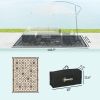 Outsunny Reversible Outdoor Rug, Waterproof Plastic Straw with Carry Bag, 9' x 12', Black & Beige Rhombus