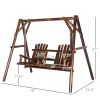 Outsunny Adirondack Swing Chair Outdoor 2-Seat Freestanding Solid Wood with Center Table Carbonized
