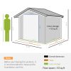 Outsunny 9x6 Metal Storage Shed, Tool Kit House with Foundation, 2 Sliding Door and 4 Vents, for Outdoor Backyard, Garden - Grey