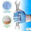 Pack of 288 String Knit Gloves with Blue Blocks on Two Sides L size Knitted Cotton Polyester Gloves for General Purpose. Protective Gloves with Blue P