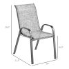 Outsunny Set of 4 Outdoor Dining Chairs, Stackable Patio Chairs with High Back, Breathable Mesh Seat for Garden Lawn, Mixed Gray