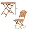Outsunny 3PC Bistro Set Natural Wood Finish Foldable Balcony Furniture Outdoor Patio Set for Deck Leisure