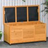 Outsunny 75 Gallon Deck Box Wooden Outdoor Storage Container Aerating Gap Weather-Resistant Yellow