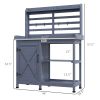 Outsunny Wooden Potting Bench for Outdoor Use, Gray with Aluminum Table Top, Storage for Garden Tools & Plants