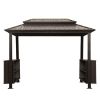 6x10FT Hardtop Grill Gazebo, Outdoor BBQ Gazebo with Double Galvanized Steel Roof, Patio Grill Canopy with 2 Cabinets and Ceiling Hooks for Backyard