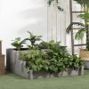 Outsunny 3 Tier Elevated Wood Flower Box Raised Garden Bed with Water Draining Fabric for Soil Gray for Vegetables Herbs
